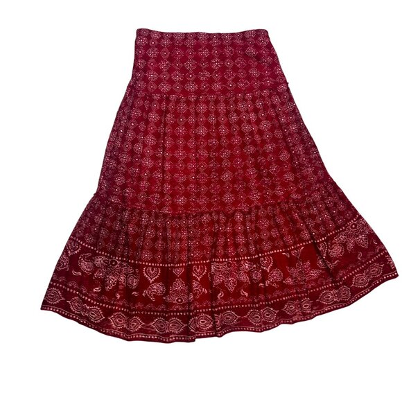 Est. 1946 Red Lace Midi Skirt With Bandana Print Lined Size LARGE 1906 - Picture 3 of 6